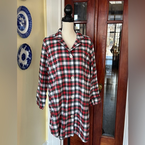 Lauren Ralph Lauren | Plaid Cotton Flannel Sleep Shirt, Size XL - Picture 1 of 8
